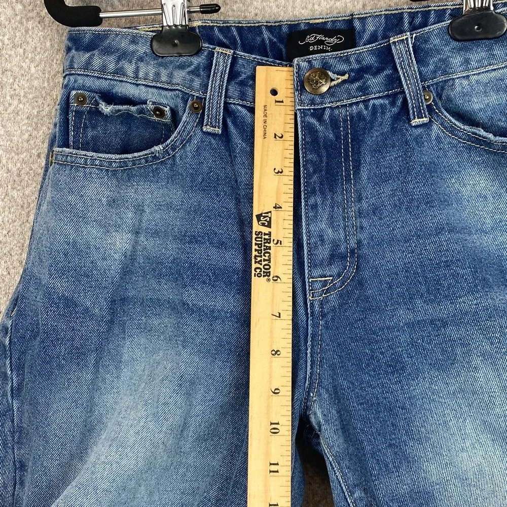 Ed Hardy painted jeans size 28 graffiti retro Y2K art tattoo edgy streetwear - Picture 7 of 11